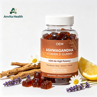 Gummies de beauté à base de plantes KSM-66 Ashwagandha et Vitamine D pour adultes : relaxation, soulagement du stress et soutien immunitaire (Marque Blanche)