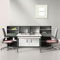 Poste de travail de bureau moderne avec cloison, pour 1, 2 ou 4 personnes, avec armoire de rangement latérale, serrure mécanique, panneau écologique de classe E0