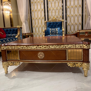 <strong>Turkish</strong> Living Room Center <strong>Table</strong> With Glass Decoration Antique Solid Wood <strong>Coffee</strong> <strong>Table</strong> <strong>Set</strong> With Tv Stand - Product Image 2
