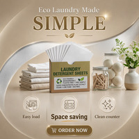 Feuilles de lessive écologiques biodégradables concentrées solides naturelles pour un nettoyage en profondeur, marque privée OEM