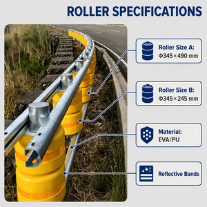Sistema de Barrera Rodante de Seguridad para Medianas de Carreteras con Anillo Amortiguador de EVA para Reducir la Gravedad de Accidentes, Proveedor Global - Product Image 4