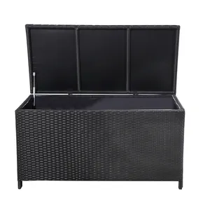 Plastic Rattan Waterproof Storage Box Outdoor Rattan Wicker Storage Box Simple Modern Rattan Garden Storage Decor