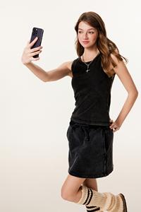 Haut court femme <span class=keywords><strong>Vintage</strong></span> lavé frit couleur remuant sans manches T-shirt teint par pulvérisation transfert de chaleur réservoir gilet - Product Image 6