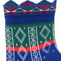 Chaussettes pour femmes personnalisées, style vintage géométrique, avec bord festonné, en tricot rétro, OEM ODM, logo personnalisé, pour un usage quotidien, décontracté ou comme cadeau