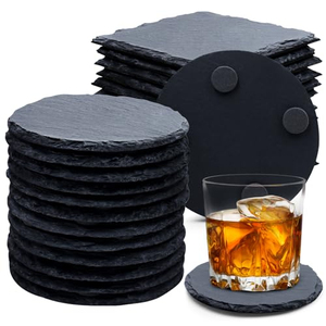 En gros, ensemble de sous-verres en ardoise noire de 4 pouces, sous-verres en pierre, supports vierges pour gravure laser - Product Image 1