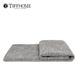 Tiff Home Wholesale New Innovation 240*70cm Grey Cotton Linen Boho Throw Blanket For Home Sample Room Hotel