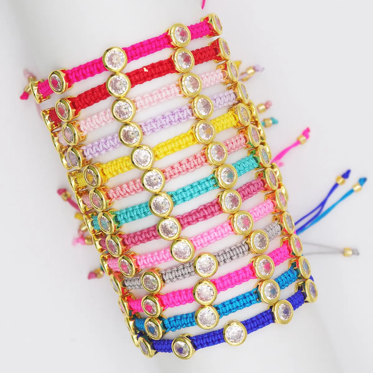 A2306 fashion colorful handmade macrame bracelet boho crystal beads pull adjustable bracelet jewelry