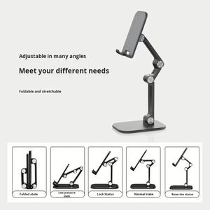 Support de téléphone portable noir, entièrement pliable, réglable en hauteur et en angle, compatible avec une large gamme de modèles, support de téléphone portable plus haut pour bureau - Product Image 3