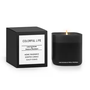 In Stock Candle Wax Soy 4oz Black Candles Scented Luxury Private Label Square Candle Wax Soy Bulk