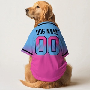 Vente en gros de maillots de baseball pour chiens, chemises personnalisées pour animaux de compagnie avec nom et numéro imprimés en 3D, tenue d'été sportive de style softball - Product Image 1