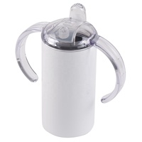 Vente en gros de gobelet à bec à double poignée en acier inoxydable 12oz pour enfants tasse droite de sublimation pour verres promotionnels