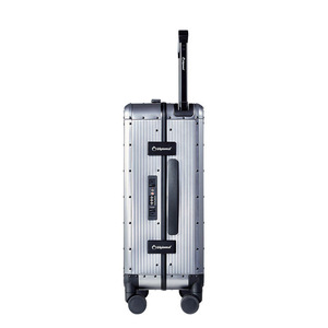 Valise trolley Diplomat en alliage d'aluminium et de magnésium, 20 pouces, grise, durable, pour voyages d'affaires, avec serrure et roulettes pivotantes - Product Image 2