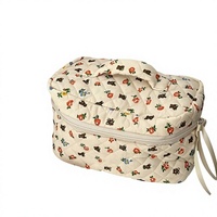 Sac de maquillage multifonctionnel en coton avec fermeture éclair, portable, écologique, pliable, pour femmes, rangement quotidien des cosmétiques, voyage, affaires