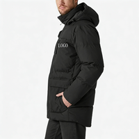 Veste parka pour homme avec logo imprimé personnalisé, doublure en duvet, manteau en polaire, haute qualité, imperméable, capuche zippée amovible, veste longue pour l'hiver