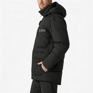 Veste <span class=keywords><strong>parka</strong></span> pour homme avec logo imprimé personnalisé, doublure en duvet, manteau en polaire, haute qualité, imperméable, capuche zippée amovible, veste longue pour l'hiver - Product Image 6
