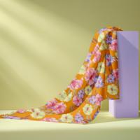 Tissu Popeline Imprimé Numérique Personnalisé 100% Coton Biologique Écologique Motifs Floraux Orange 2025 pour Jouets, Chemises et Sacs pour Filles
