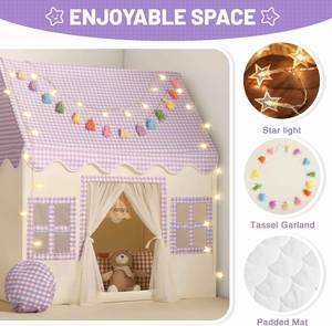 Nueva Carpa de Juego Interior para Niñas, Diseño a Cuadros Morados, Casa de Juegos para Niños Pequeños, Juguetes para Niños - Product Image 2