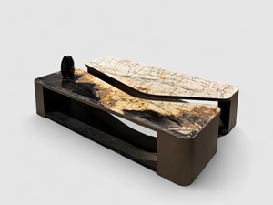 Muebles de lujo contemporáneo/moderno marrón/oro piedra Metal mesa de centro para sala de estar Hotel - Product Image 5