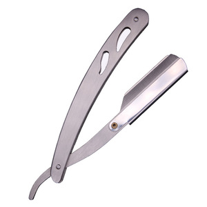 Rasoir manuel à lame en acier inoxydable pour le rasage du visage, outil de coupe de barbe pour hommes et femmes, couleur argent T1 - Product Image 2