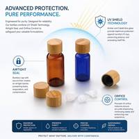 Botella de Vidrio Ámbar Azul de 30 ml Personalizada de Primera Calidad para Aceites Esenciales con Tapa de Bambú, Envase Ecológico y Sostenible para Aromaterapia al por Mayor