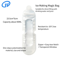 Sacs à glace en gros blocs 23,5*6cm avec fermeture éclair supérieure, section intermédiaire transparente détachable, résistants au congélateur, durables et sécurisés pour eau minérale