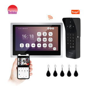 Système d'interphone vidéo Tuya 4 en 1, caméra de sonnette HD 1080P avec clavier, carte RFID, moniteur tactile 10,1 pouces, écran partagé 4 caméras - Product Image 4