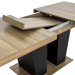 <span class=keywords><strong>Table</strong></span> <span class=keywords><strong>de</strong></span> salle à manger extensible pour 4 à 10 personnes, <span class=keywords><strong>table</strong></span> <span class=keywords><strong>de</strong></span> cuisine transformable en bois avec base à double piétement robuste noire - Product Image 3