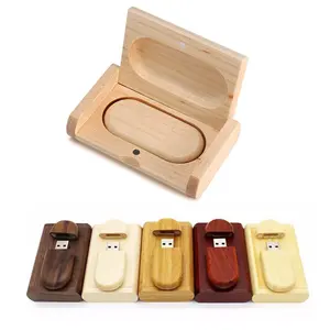 Vente en gros Clé USB en bois 1 Go 2 Go 4 Go 8 Go 16 Go 32 Go 64 Go 128 Go Clé USB avec logo Promotion Usb avec boîte Clé USB en bambou