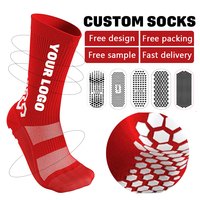 Chaussettes de football antidérapantes personnalisées avec logo, en spandex, pour hommes, à faible MOQ, vente en gros OEM, fabricant de chaussettes de football antidérapantes sur mesure