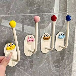 Ensemble d'organisateurs muraux pliables multifonctionnels amusants avec 4 crochets en plastique mignons pour salle de bain, cuisine, armoire - Grande capacité - Product Image 1