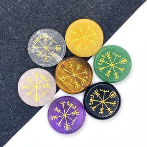 Wholesale Natural Crystal Round Shape <strong>Engraved</strong> With Direction Symbol Seven <strong>Chakra</strong> Gemstone for Energy Healing and Decoration - Product Image 5