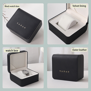 Caixa de Relógio Luxuosa YADAO em Couro PU Preto com Forro de Veludo, Embalagem Personalizada com Logo, Organizador de Joias - Product Image 3