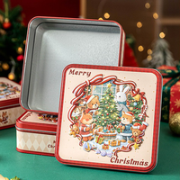 Emballage de bonbons de Noël, boîte en étain carrée pour biscuits, bonbons, pâtisseries, cadeaux, souvenirs, boîte en étain vide, vente en gros