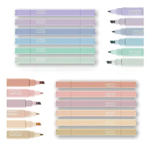 Supplier Custom Colored Dual Tips Bible Pastel Aesthetic Highlighter Marker Pen Set Non-toxic No Bleed Square Markers For Bible