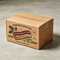 Boîte en carton ondulé brun imprimée offset, qualité supérieure, pour la chaîne du froid, idéale pour le bacon fumé au bois, emballage alimentaire recyclé, carton d'expédition