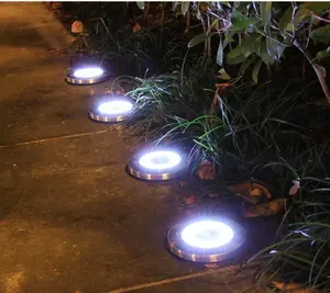 16发光二极管太阳能灯脚灯走道圆形夜灯户外门廊IP65防水庭院花园地面景观照明