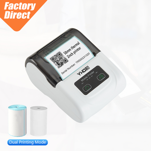 Compact Portable Mini 58mm Thermal Receipt & Barcode Label Printer 1500mAh Continuous Working 8h USB BT Thermal Printer