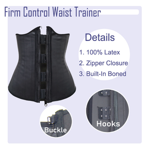 Corset court en forme de W pour femme, 25 baleines, en latex, avec fermeture éclair, gaine amincissante sous-poitrine, serre-taille, pour un effet sablier - Product Image 3