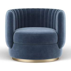 เก้าอี้พักผ่อนหมุนได้คุณภาพสูง ทันสมัย นั่งสบาย โครงโลหะ หุ้มกำมะหยี่ สำหรับห้องนั่งเล่น - Product Image 4