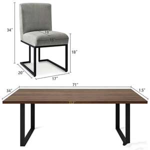 Vente flash : Ensemble de table à manger rectangulaire en bois et métal avec 4 chaises rembourrées en PU, 5 pièces - Product Image 2