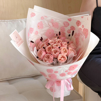 Kertas Pembungkus Bunga Motif Jepit Rambut Yuming, Kertas Pembungkus Buket Semi Transparan untuk Kemasan Hadiah Mawar Florist