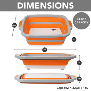 Cubo Plegable de 16L con Cierre, Tazón Grande para Preparación de Barbacoa, Tabla de Cortar Plegable para Camping con Tapa - Product Image 2