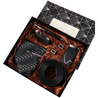 Zakelijk cadeauset voor heren: lederen riem en stropdas, kerstcadeaudoos, Valentijnscadeau