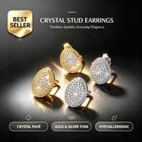 Boucles d'oreilles RH pour femmes, luxe léger, haute qualité, incrustation de diamants ovales, plaqué or 18 carats, acier inoxydable, ne ternit pas, bijoux tendance