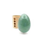 Ensemble d'œufs de yoni en aventurine verte naturelle, 3 pièces (S/M/L), percés avec cordon pour exercices de Kegel, bien-être vaginal, guérison par les cristaux