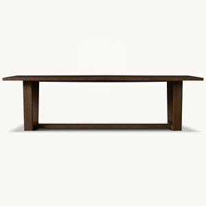Tavolo da Pranzo RH Moderno in Rovere Americano con Base a Cavalletto Angolata, Grande Tavolo da Cena, Lussuoso Tavolo da Refettorio in Legno Massello - Product Image 3