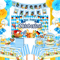 Pour l'Allemagne, Fournitures de fête d'Oktoberfest : Ensemble de vaisselle, Bannières, Ballons, Décorations en nid d'abeille - Tissu, Papier, Porcelaine