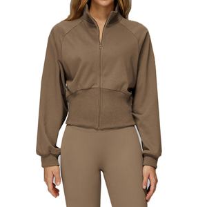 Veste de sport zippée coupe-vent pour femme, automne/hiver, surdimensionnée, chaude, en coton, col montant, pour la course en plein air - Product Image 3