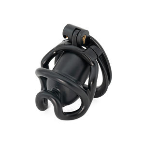 Pembe/siyah reçine kölelik eşcinsel kı<span class=keywords><strong>s</strong></span>ıtlama cihazı penis kilidi punk tarzı penis kafesi yetişkin erkek seks oyuncağı - Product Image 2