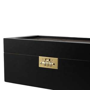 Cave à cigares en bois de style américain avec logo personnalisé, couvercle en verre transparent, finition laquée, contrôle constant de la température et de l'humidité - Product Image 4